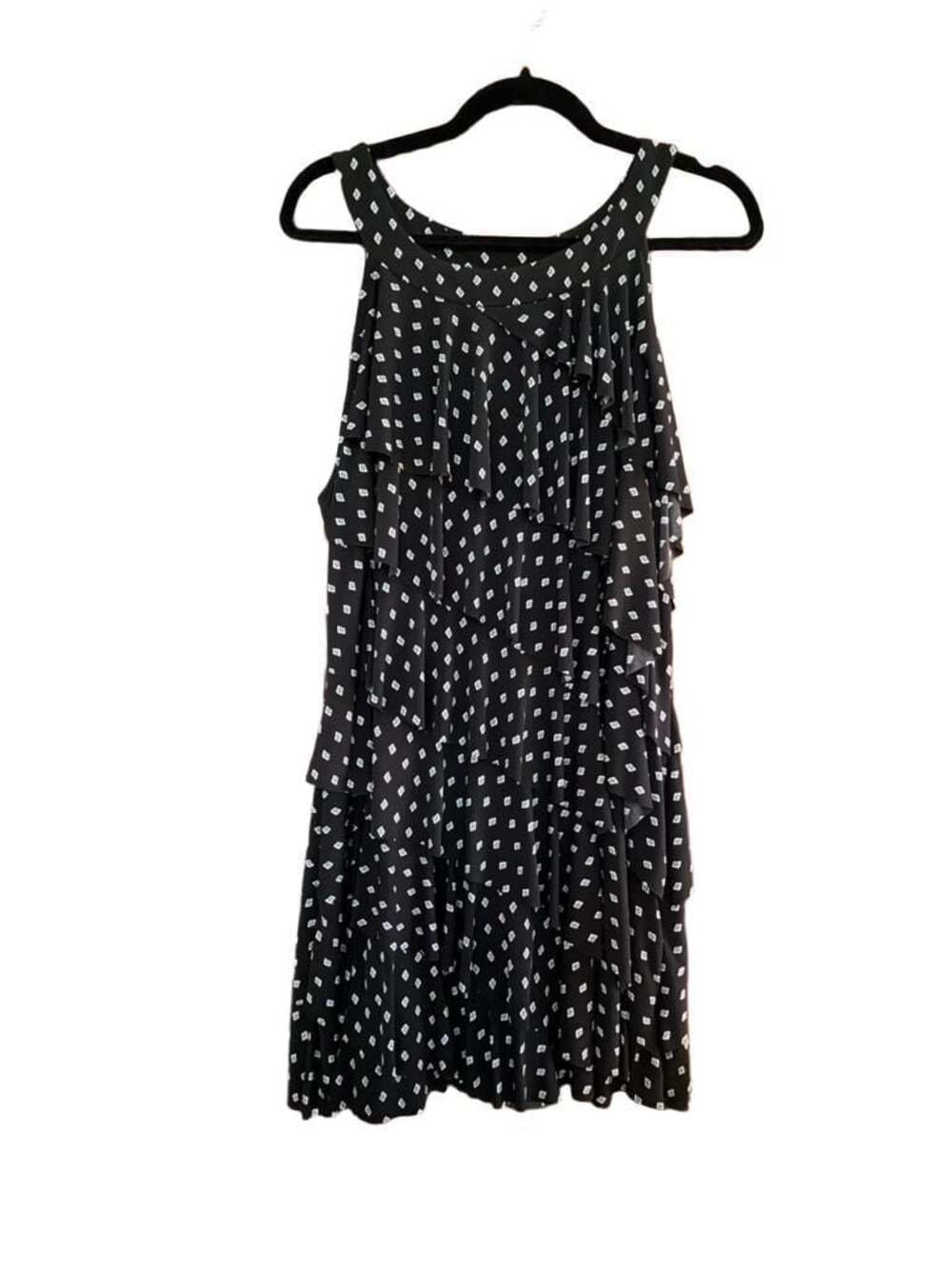 White House Black Market Sleeveless Geometric Print Ruffle Layered Mini Dress